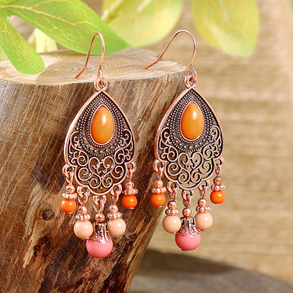 Fashion Tassel Bead Earrings for Women Stylish Vintage Jewelry
