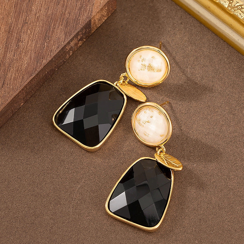 Chic Geometric Resin Drop Earrings With Silver Needle
