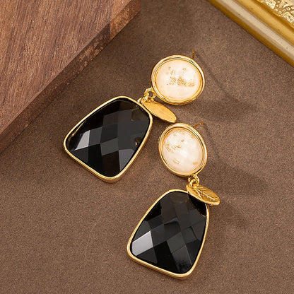 Chic Geometric Resin Drop Earrings With Silver Needle
