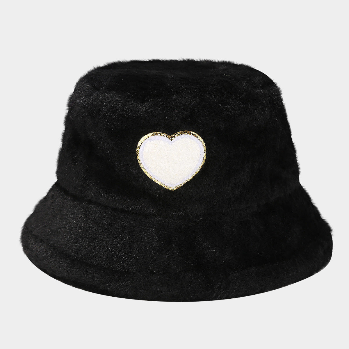 Cute Heart Print Fuzzy Thermal Bucket Hat