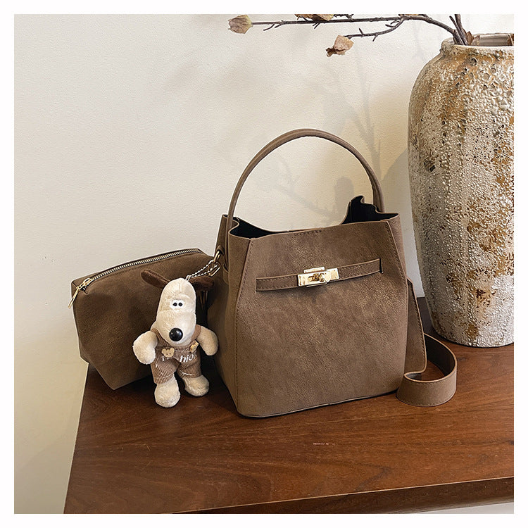 Elegant Vintage Bucket Bag Set for Work and Commuting