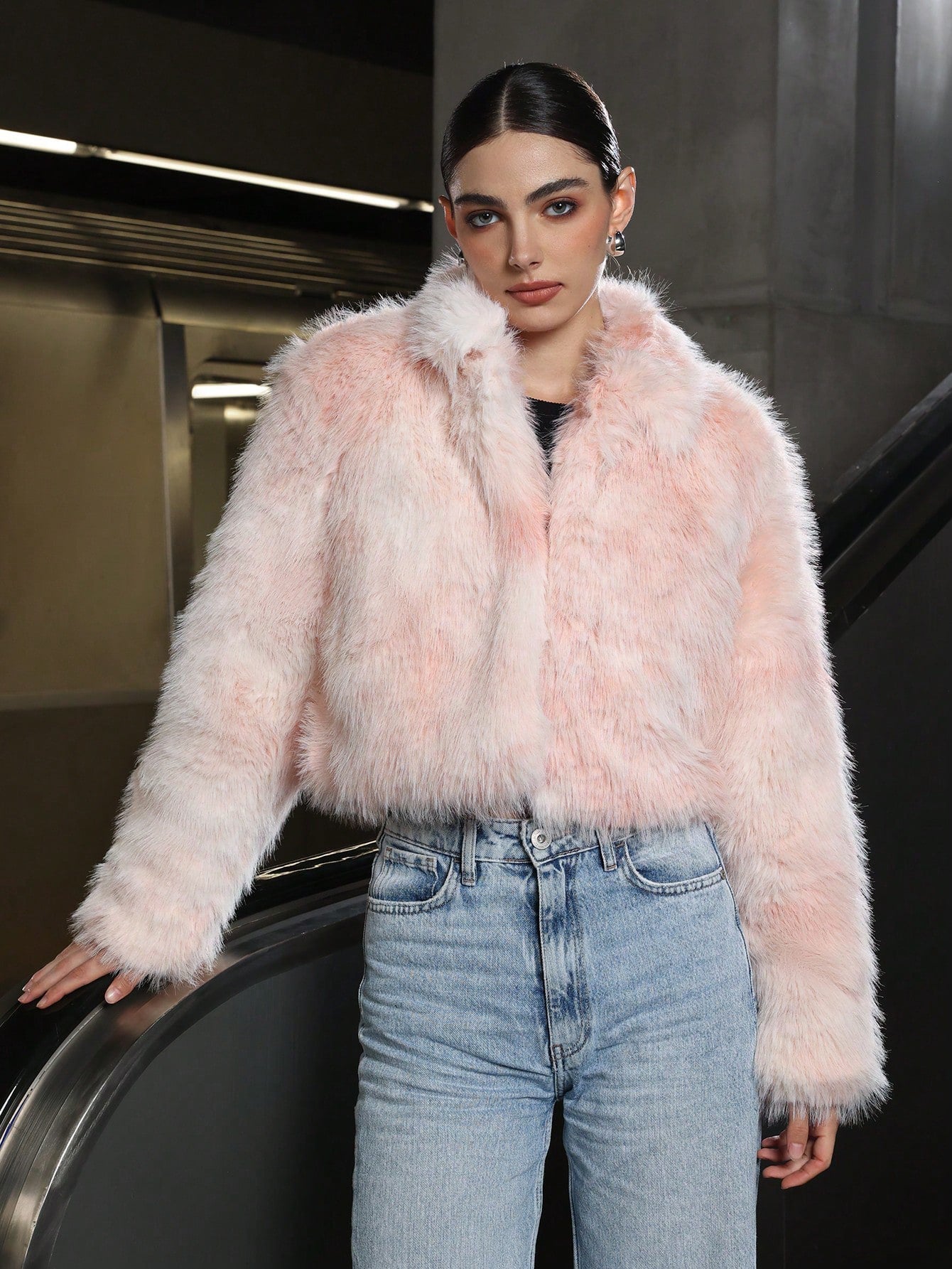Stylish Faux Fur Collar Jacket Cozy Casual Winter Outerwear