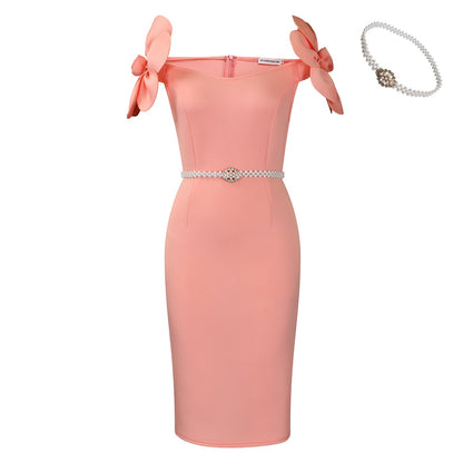 Elegant Party Bodycon Dress With 3D Floral Design