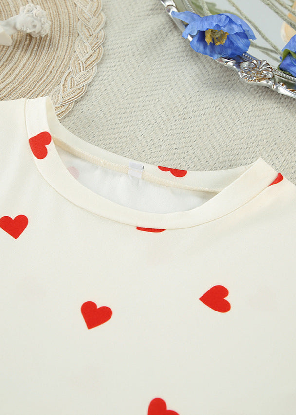 Heart Print Two Piece Lounge Set Cotton
