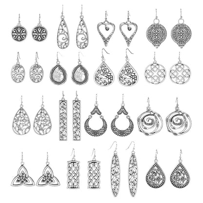 Bohemian Tassel Earrings Set Vintage Geometric Alloy Jewelry
