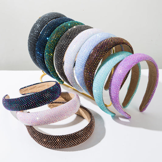 Wide Brim Rhinestone Headband Glamorous Party Hair Accessory