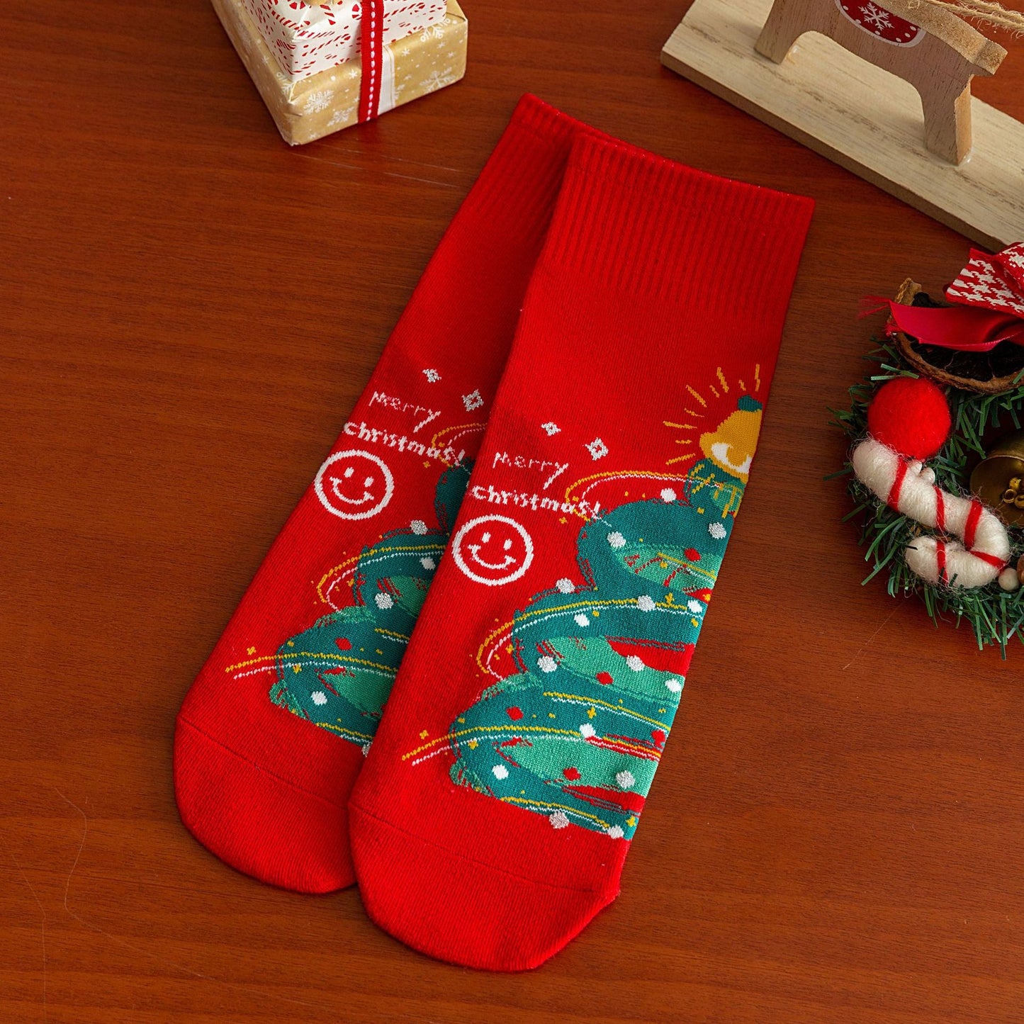 Christmas Cartoon Reindeer Cozy Crew Socks