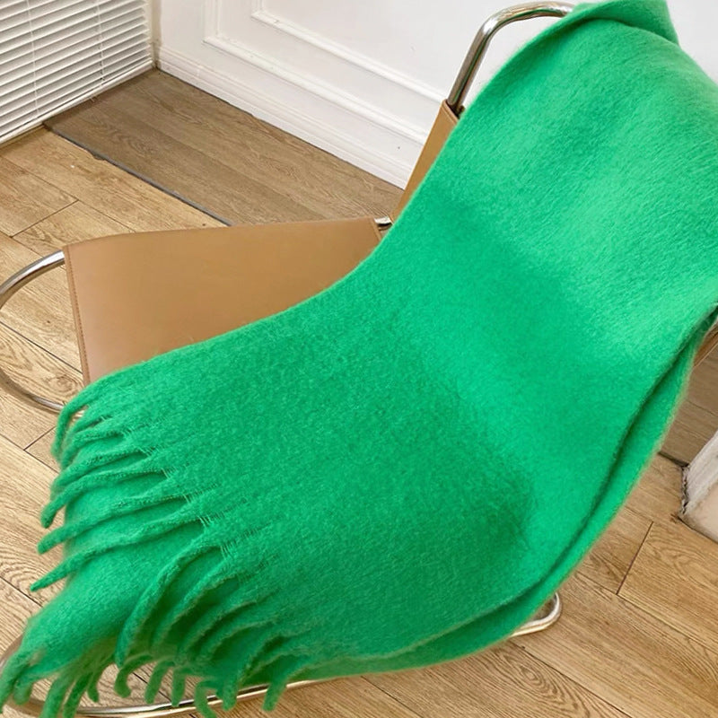 2+ Solid Color Tassel Mohair Scarves