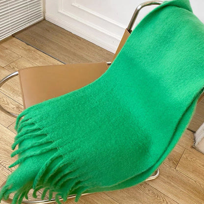 2+ Solid Color Tassel Mohair Scarves