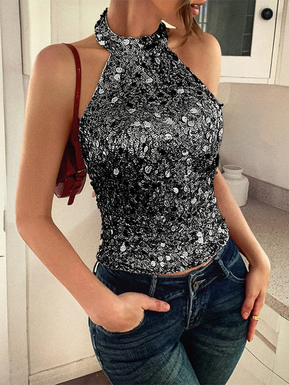 Elegant Sequin Halter Top for Women