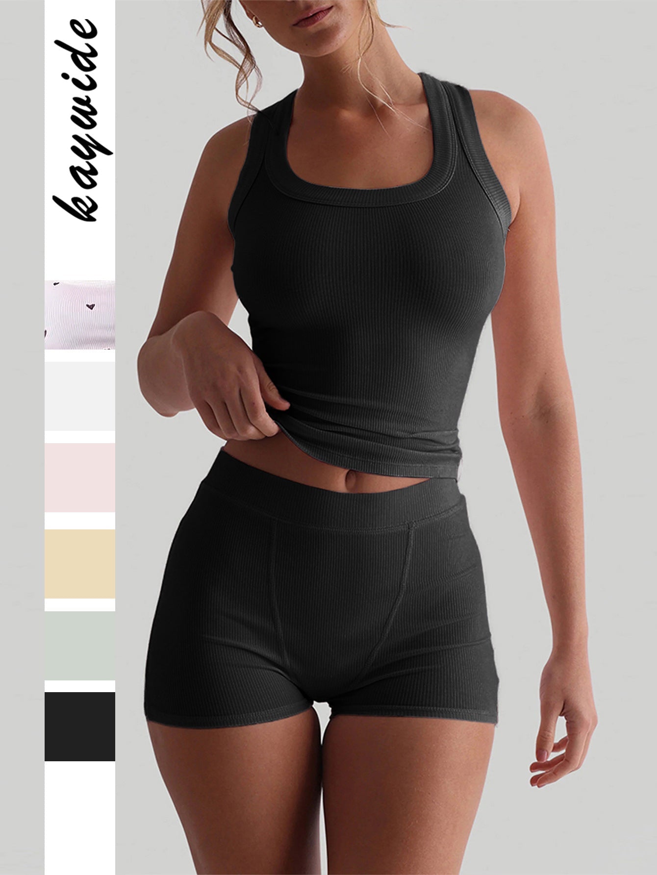 Yoga Set Sleeveless Top and Shorts Casual Street Style