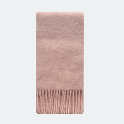 Fringe Thick Wool Blend Scarf in Icelandic Blue
