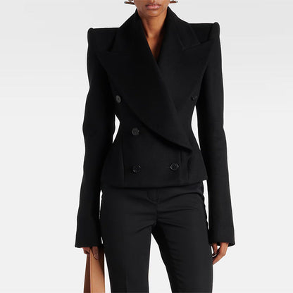 Double Breasted Wool Blend Jacket