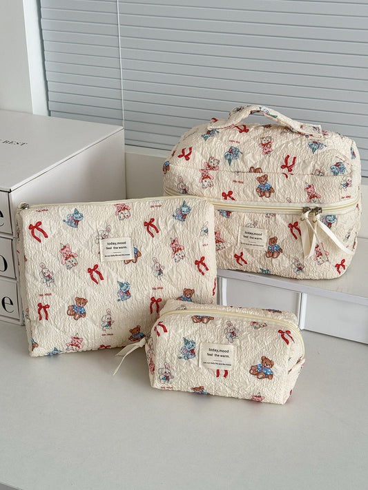 Cute Cartoon Animal Print Makeup Bag Spacious Toiletry Kit