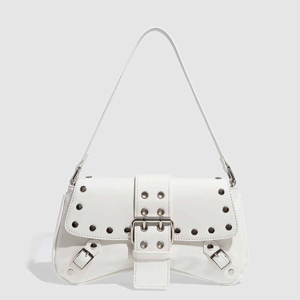 Punk Studded Hollow PU Leather Shoulder Bag