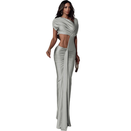 Sleek Cut-Out Bodycon Maxi Dress In Solid Colors
