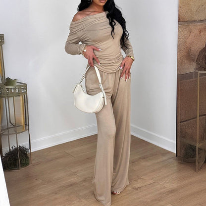 Elegant Long Sleeve T-Shirt and Pants Set for Women