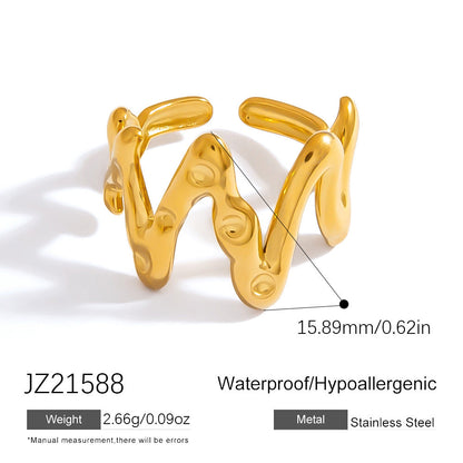 Floral Stainless Steel Ring With Natural Stone Inlay