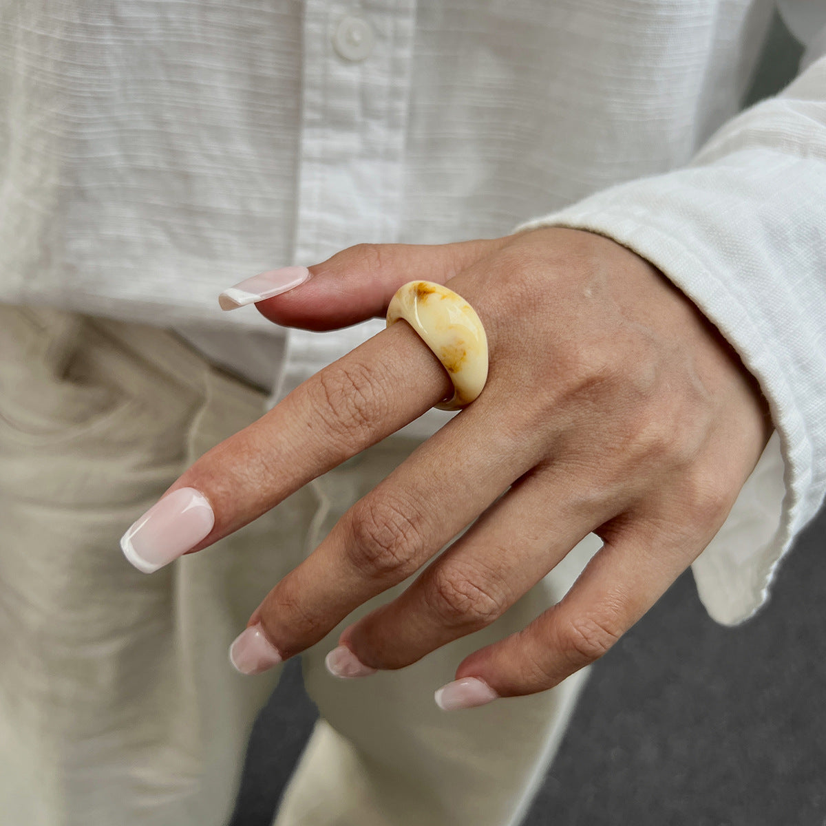 Colorful Resin Rings Geometric Design For Women