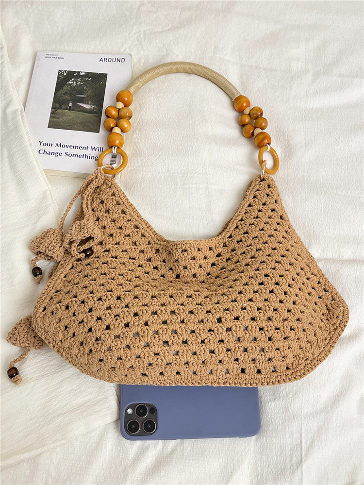 Trendy Knitted Tote Bag - Casual Large Capacity Weaved Purse