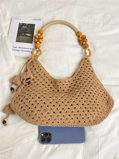 Trendy Knitted Tote Bag - Casual Large Capacity Weaved Purse