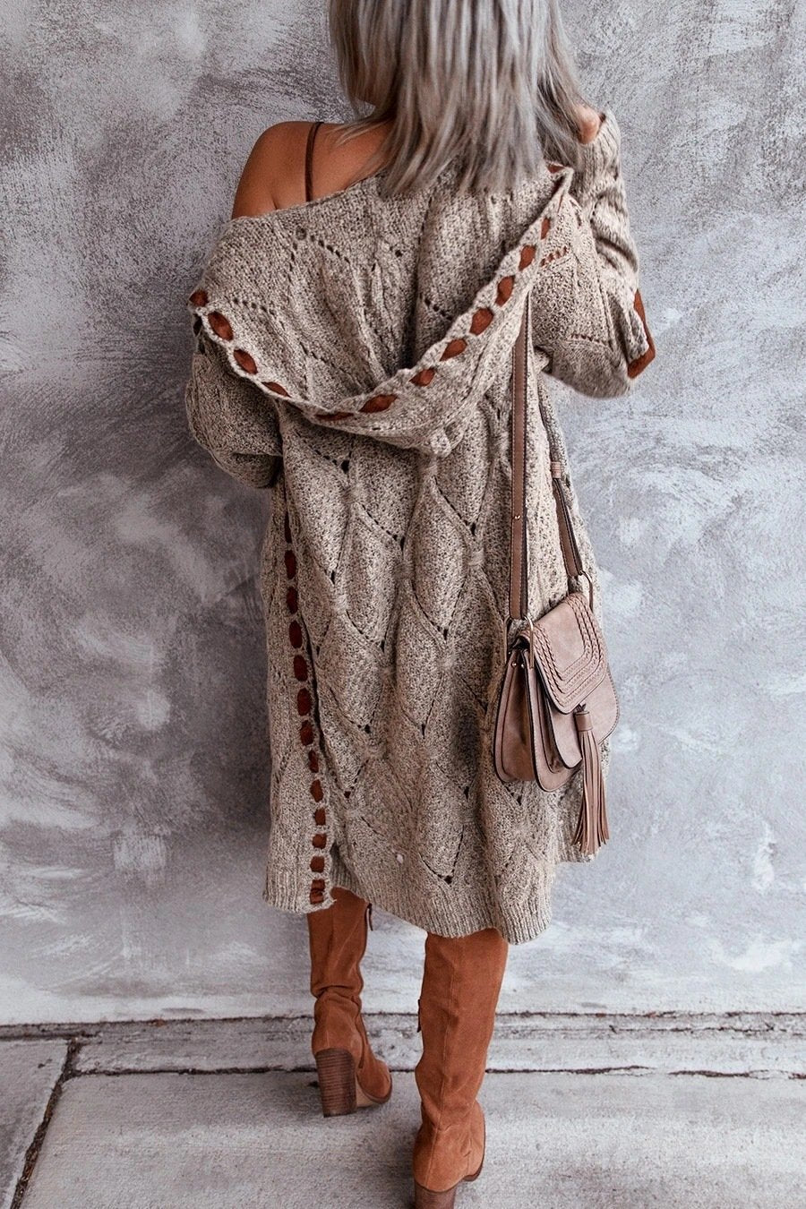 Sweater Cardigan Women'S Long-Sleeved Mid-Length Sweater Coat
