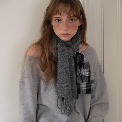 Geometric Pattern Knit Scarf Women's Wool Blend Winter Wrap
