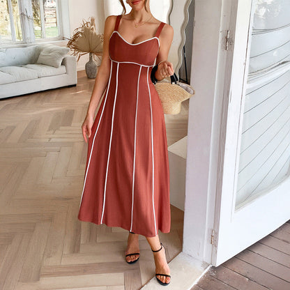 Casual V Neck A-Line Maxi Dress for Women