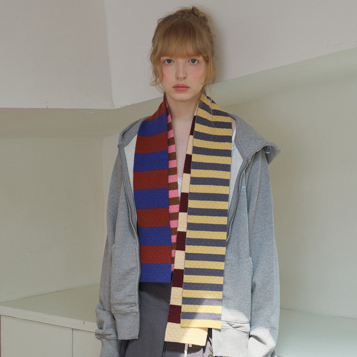 Striped 100% Merino Wool Scarf for Women