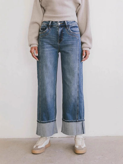 Casual Loose-Fit Mid-Rise Straight Leg Women's Fashion Jeans
