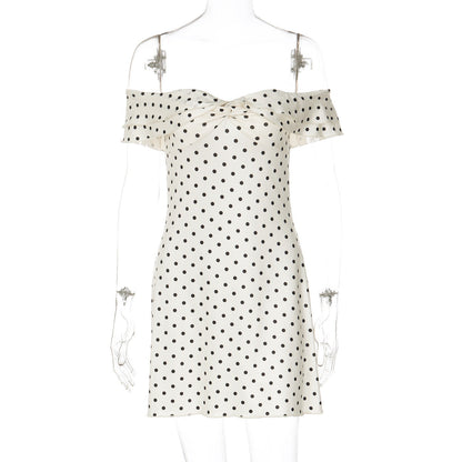 Polka Dot Strapless Bodycon Dress for Casual Outings