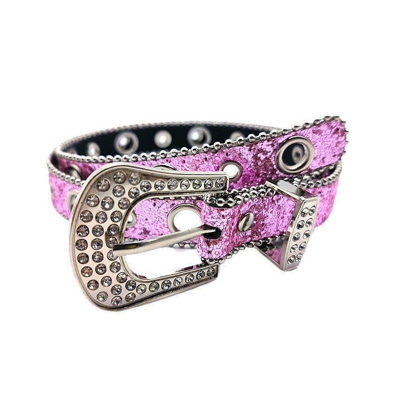 Vintage Rhinestone Shiny Punk Belt