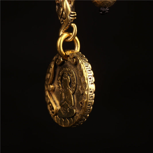 Original Nepal Tibet Retro National Style Brass Buddha'S 10-Phase Free Personality Necklace Pendant For Men And Women