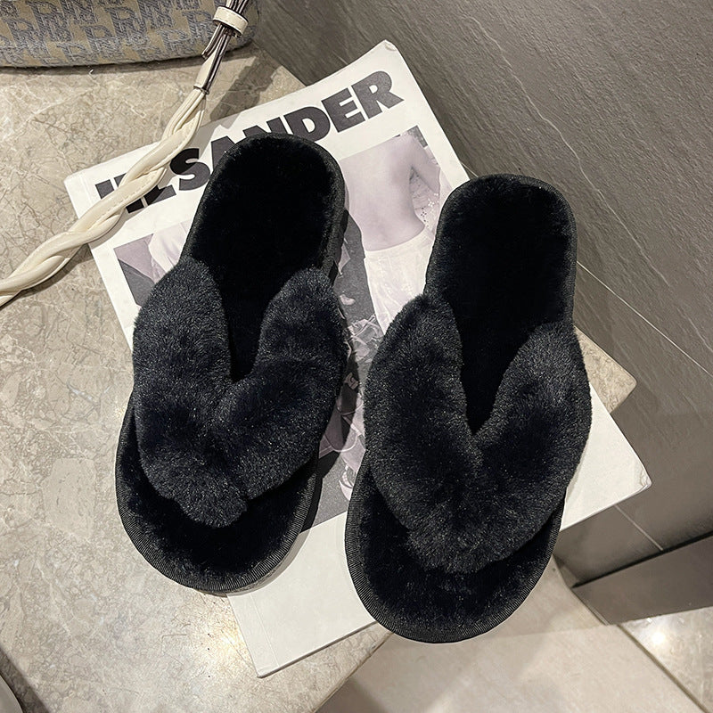 Soft Plush Open-Toe Indoor Slippers