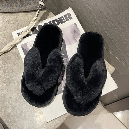 Soft Plush Open-Toe Indoor Slippers
