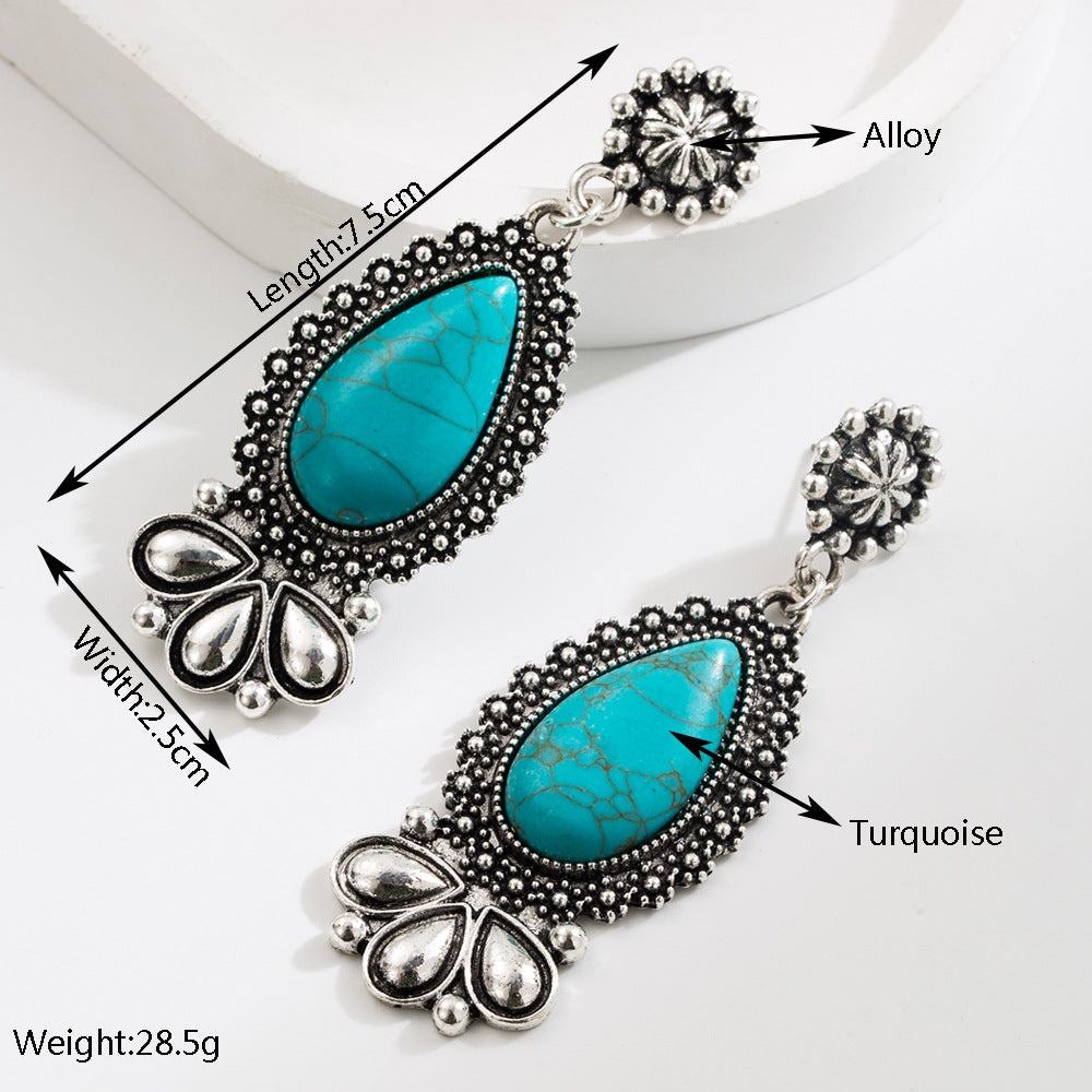 Bohemian Turquoise Waterdrop Earrings Creative Fashion Jewelry