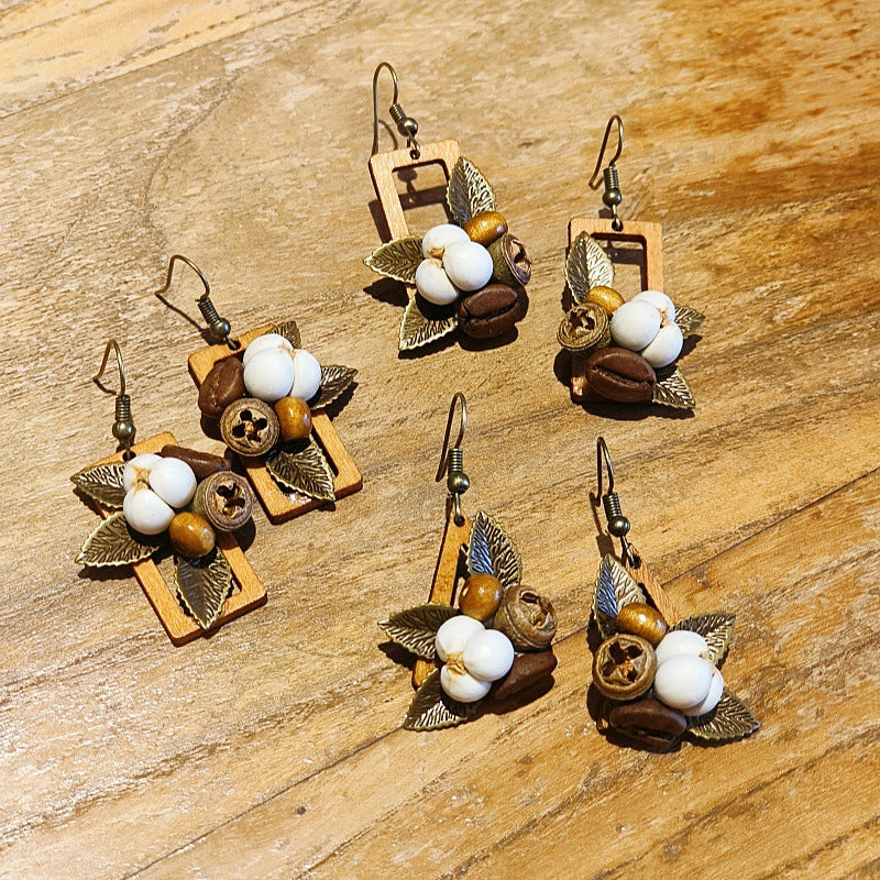Retro Geometric Leaf Handmade Earrings Creative Style