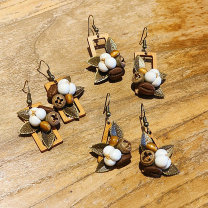 Retro Geometric Leaf Handmade Earrings Creative Style
