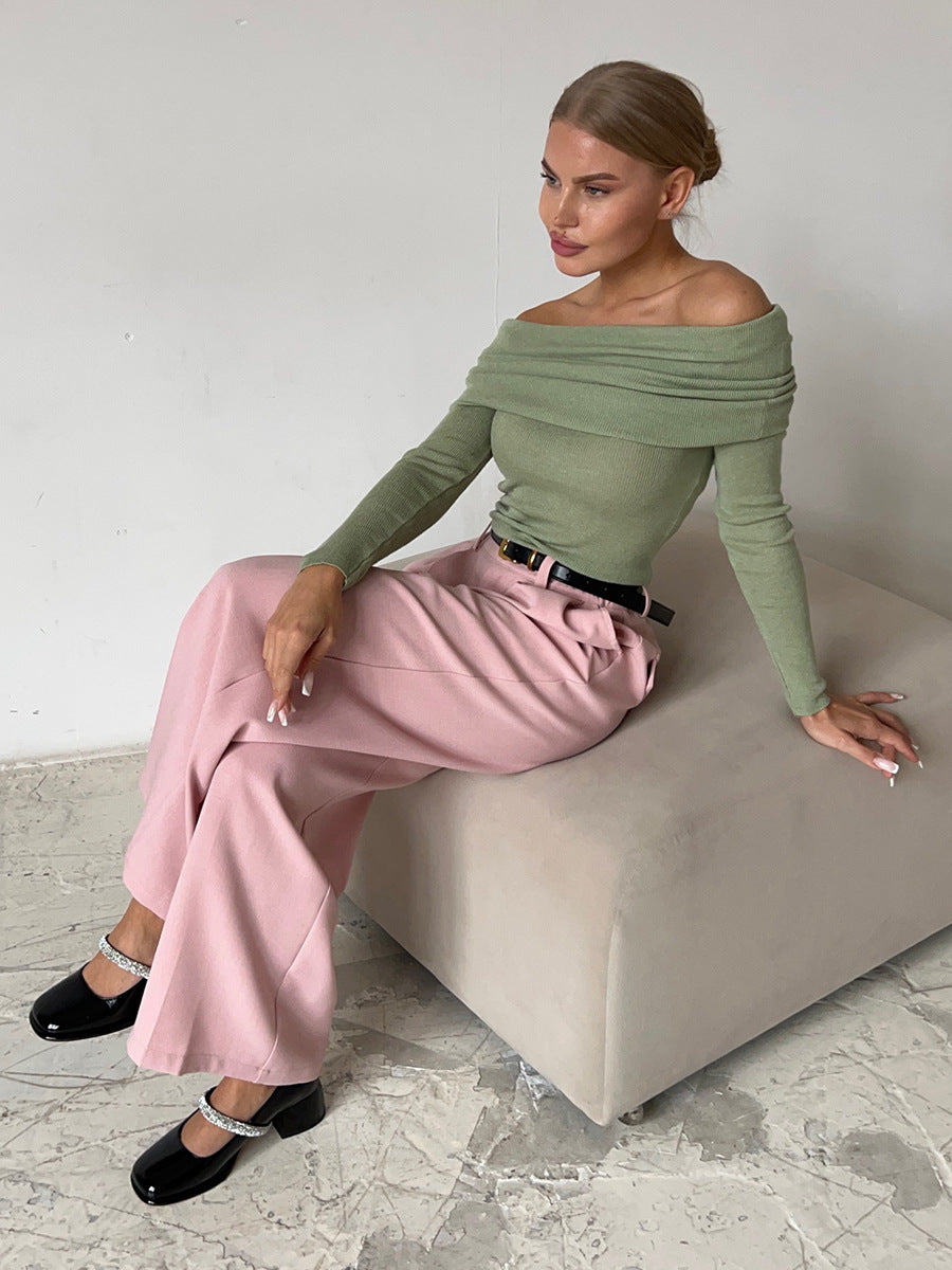Off Shoulder Sexy Solid Color Knit Top