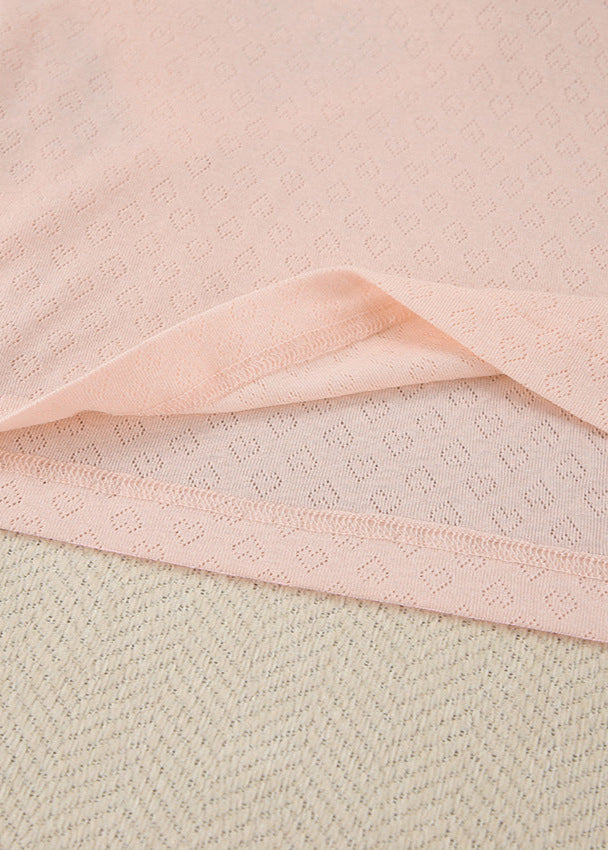 Eyelet Knit Lounge Set Soft Stretch Fabric