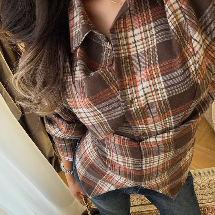 Trendy Checkered Waist Design Women's Shirt