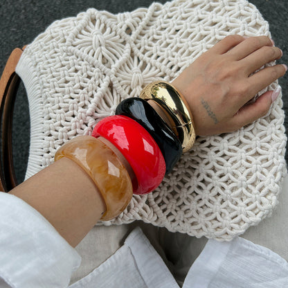 Fashionable Gradient Acrylic Wide Bracelet Geometric Resin Jewelry