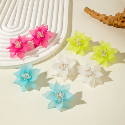 Trendy Floral Resin Drop Earrings Handmade Fresh Style
