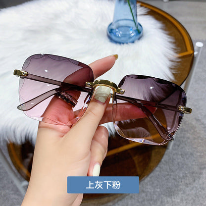 Trendy Fashionable Frameless Sunglasses Pink UV400 Protection