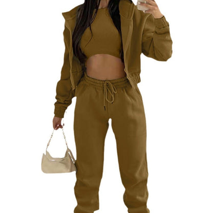 Solid Color Hoodie Jogger Set Stylish Comfortable Sportswear