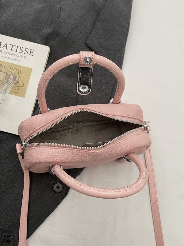 Classic Bowler Bag Textured PU Handbag for Casual Wear