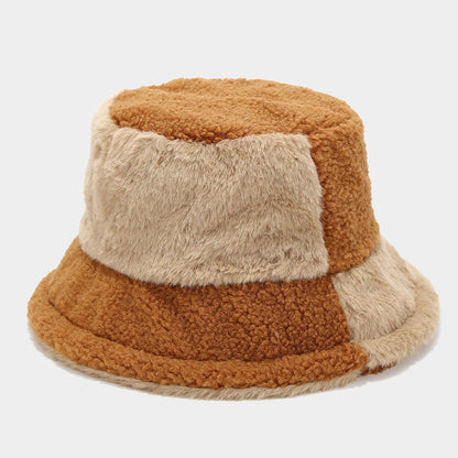 Trendy Color Block Thermal Wool Bucket Hat