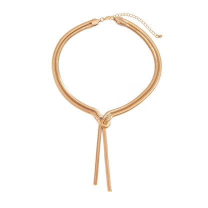 Woven Snake Bone Chain Necklace For Women, Hip Hop Style