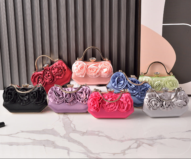 New Silk Floral Evening Clutch Bag for Parties