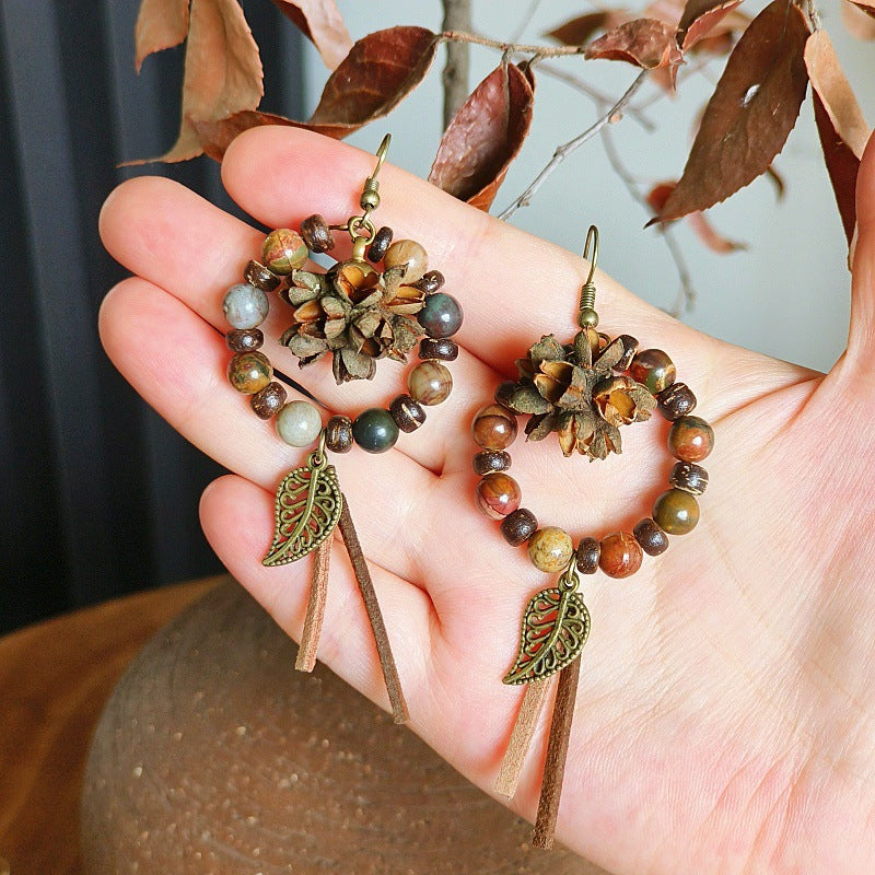 Bohemian Tassel Earrings Handmade with Dried Fruits